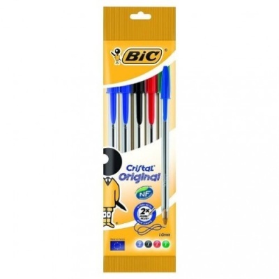 Pack de 5 esferográficas BIC Cristal Original com várias cores