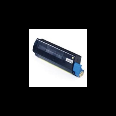 Toner de impressora azul com corpo preto e etiqueta branca