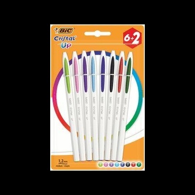 Pacote de canetas BIC Cristal Up 6+2 com clips coloridos