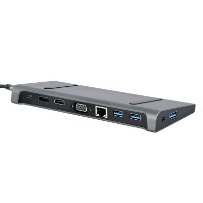 Hub USB tipo C cinzento escuro com várias portas