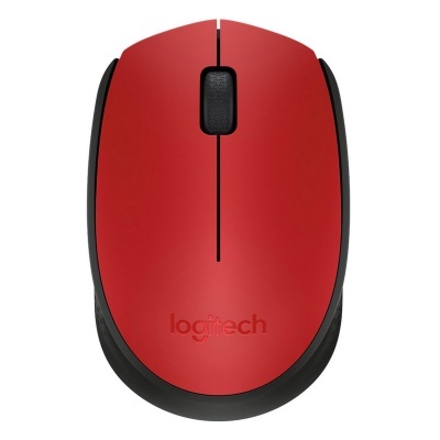 Rato vermelho sem fios Logitech com roda preta