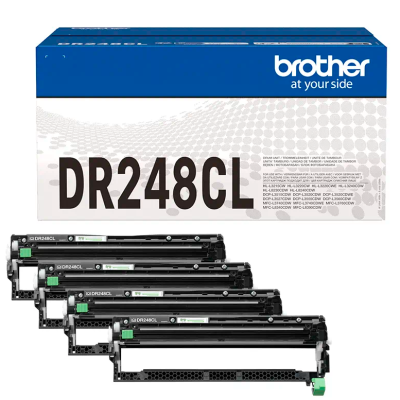 Caixa e quatro unidades tambor para impressora Brother DR248CL