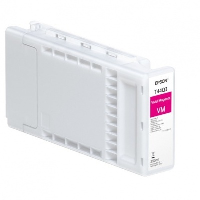 Cartucho de tinta Epson branco com etiqueta Vivid Magenta.