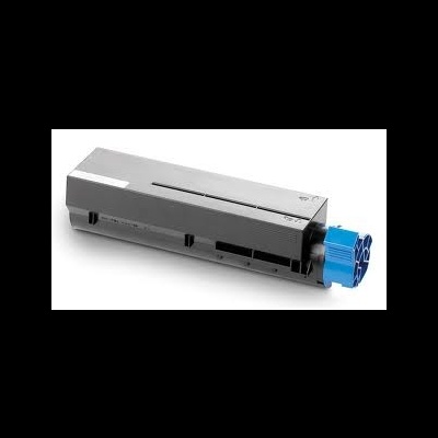 Toner de impressora preto com detalhe azul numa extremidade