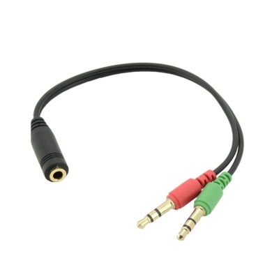 Cabo de áudio com duas fichas macho e uma ficha fêmea