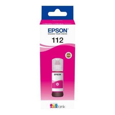 Cartucho de tinta Epson 112 magenta em embalagem rosa e branca