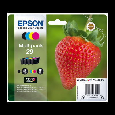 Embalagem multipack Epson 29 com tinteiros e design de morango