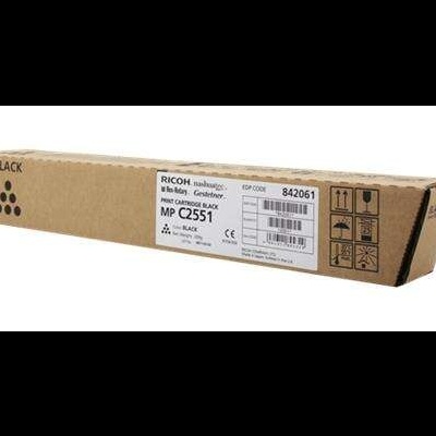 Embalagem de cartucho de impressão Ricoh preto MP C2551 em cartão castanho