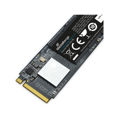 Cartão de memória SSD M.2 2280 NVMe PCIe 3.1x4 da MediaRange preto com etiquetas técnicas