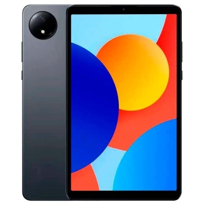 Tablet moderno com ecrã colorido grande e corpo cinza escuro mate
