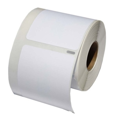 Rolo de etiquetas adesivas brancas retangulares
