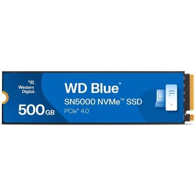 SSD WD Blue 500 GB com etiqueta azul e conector PCIe