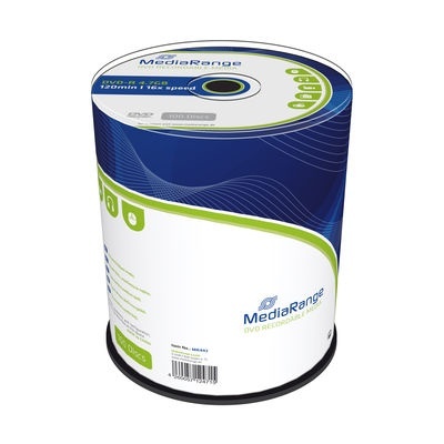 Pack de DVDs MediaRange com design azul, branco e verde