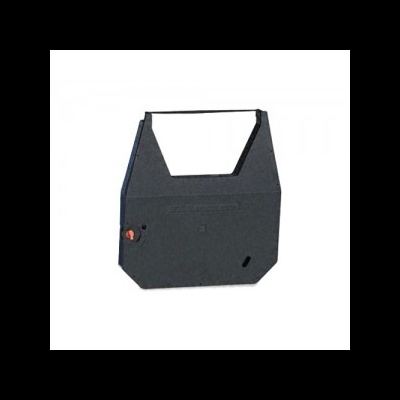 Fita preta de impressora ou máquina de escrever com estrutura plástica.