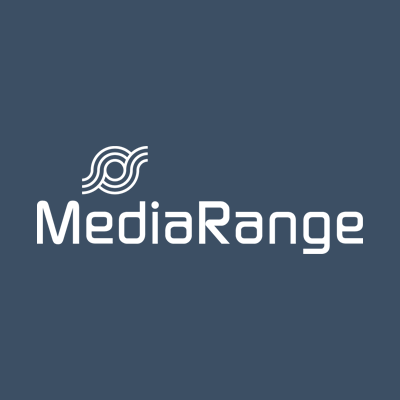 Logótipo da MediaRange em fundo azul escuro