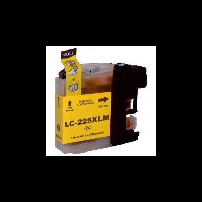 Cartucho de tinta LC-225XLM XL em plástico translúcido com etiqueta amarela e instruções