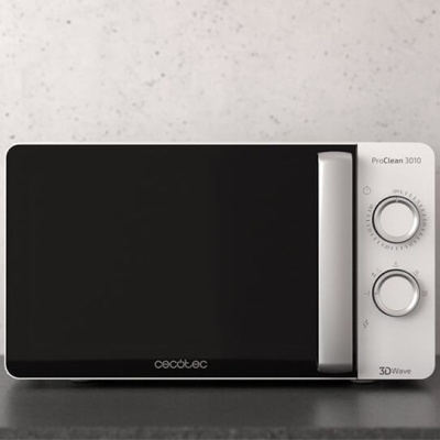 Micro-ondas Cecotec ProClean 3010 branco e preto com botões laterais