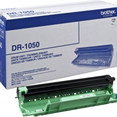 Unidade de tambor Brother DR-1050 em caixa com fundo branco e azul
