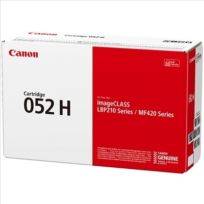 Embalagem de toner Canon Cartridge 052 H em branco e vermelho para imageCLASS LBP210 MF420.