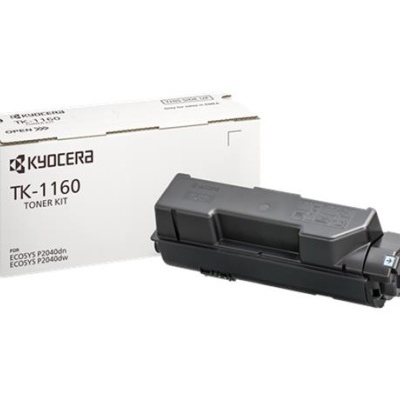 Kit de toner Kyocera TK-1160 com caixa branca e cartucho preto