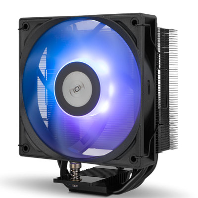 Ventoinha de computador com LED azul e dissipador térmico metálico