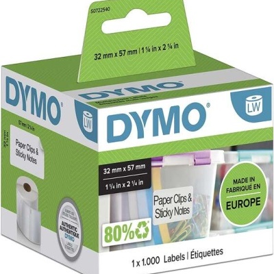 Caixa DYMO de etiquetas adhesivas verdes e brancas para impressora LW