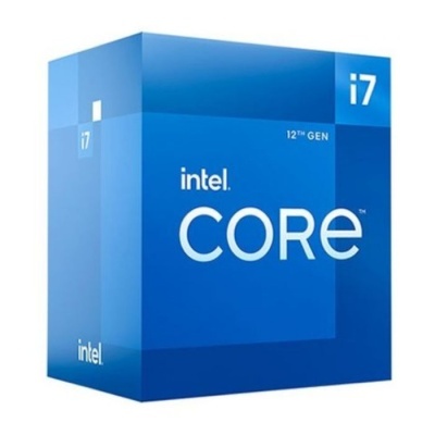 Caixa azul de processador Intel Core i7 12ª geração com texto branco