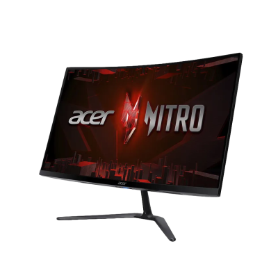 Monitor curvo Acer Nitro preto com pedestal metálico