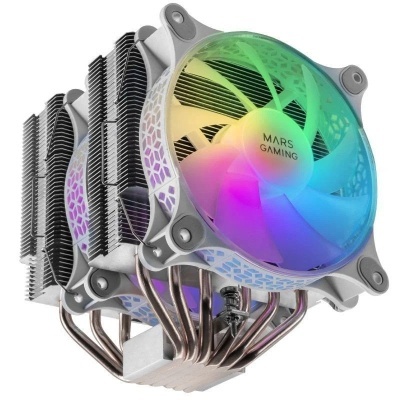 Ventoinha RGB MARS GAMING montada em dissipador de calor de metal com tubos de cobre