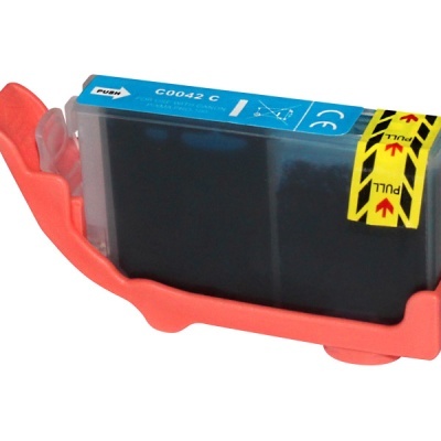 Cartucho de tinta preto com tampa azul e suporte laranja