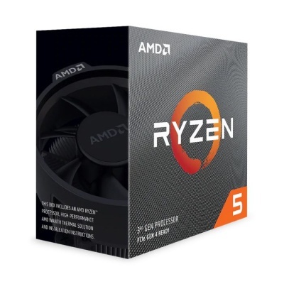 Caixa de processador AMD Ryzen 5 com ventilador visível na lateral