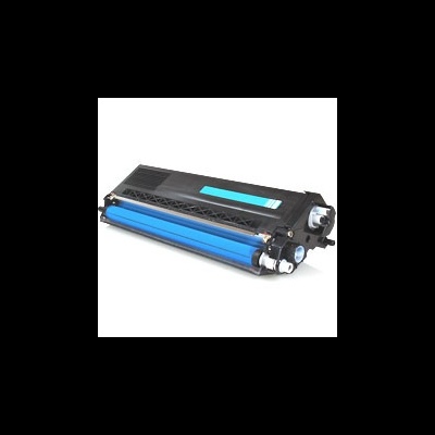 Toner de impressora preto com cilindro azul em fundo branco