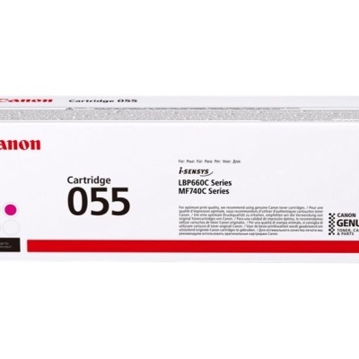 Caixa branca de cartridge para impressora Canon Cartridge 055 com logótipo Canon e texto em inglês