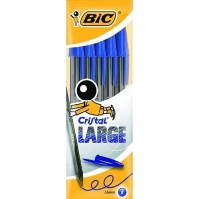 Pacote de 5 esferográficas BIC Cristal Large com tampa azul