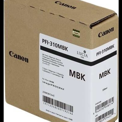 Embalagem de tinteiro preto fosco Canon PFI-310MBK para impressora, 330ml