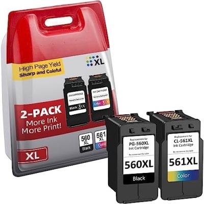 Conjunto de tinteiros preto e colorido XL para impressora em embalagem.