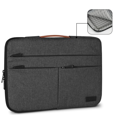 Mala cinzenta para portátil com bolsos e interior acolchoado