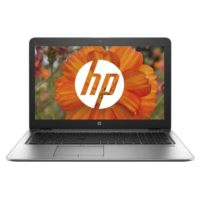 Computador portátil HP com ecrã a mostrar flor laranja