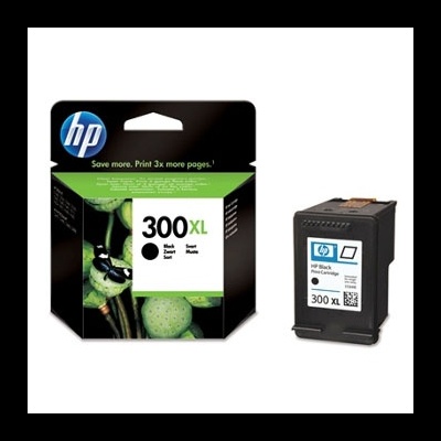 Cartucho de tinta HP 300XL preto com embalagem e produto