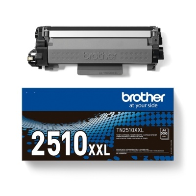 Cartucho de toner Brother TN2510XXL com embalagem azul e preta