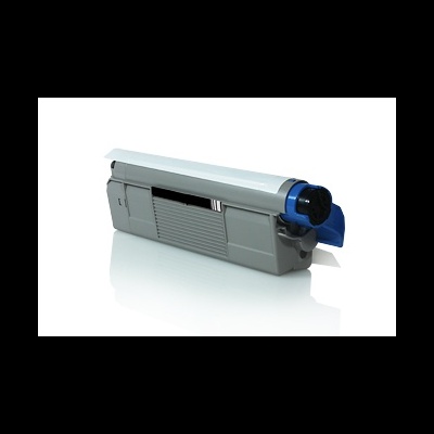 Recipiente de toner cinzento com tampa azul para impressora