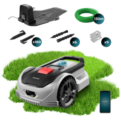 Robô cortador de relva Cecotec com acessórios e controle por app