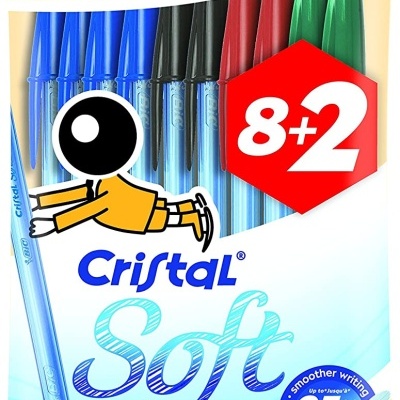 Pacote de 10 esferográficas BIC Cristal Soft em várias cores