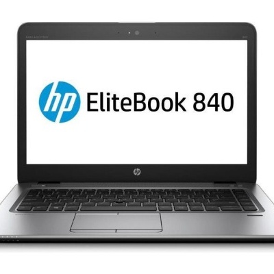 Portátil HP EliteBook 840 aberto com ecrã ligado e teclado preto