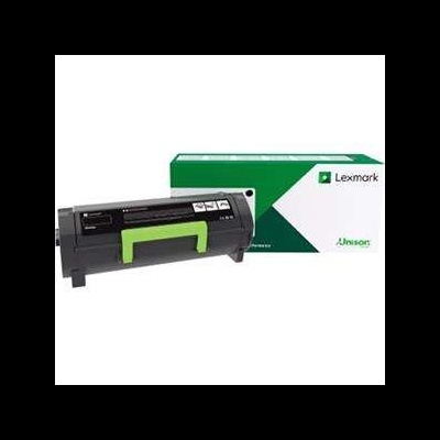 Impressora Lexmark preta com pega verde e caixa branca verde