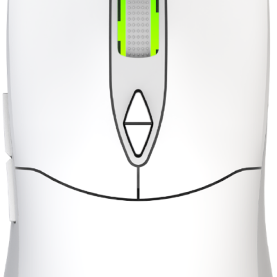 Rato branco FANTECH com roda de scroll verde e logo multicolorido