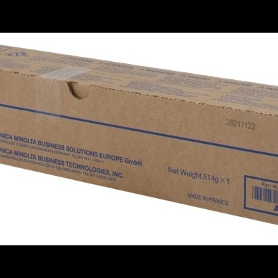 Caixa de toner Konica Minolta magenta TN512M em papelão castanho