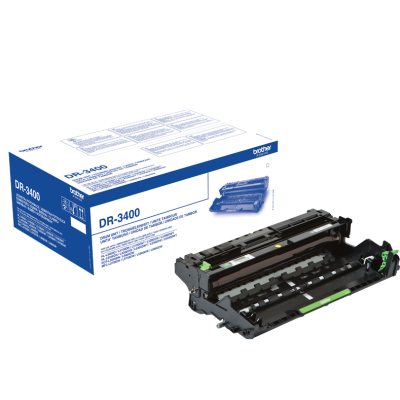 Unidade de tambor Brother DR-3400 com caixa azul e branca