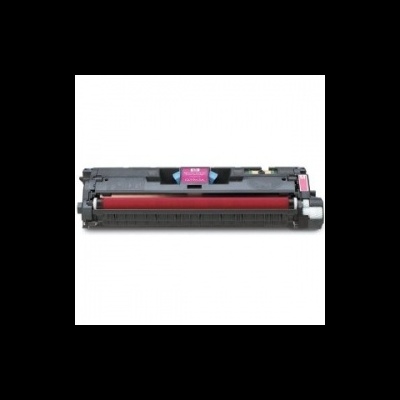 Cartucho de toner magenta para impressora, preto e vermelho, etiqueta colorida no topo