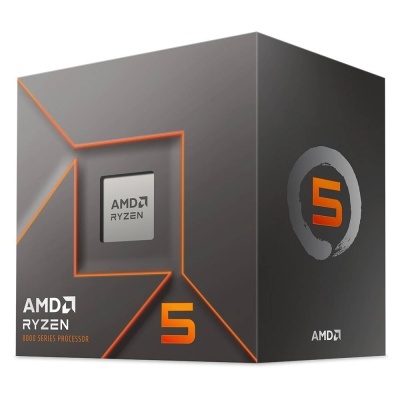 Embalagem preta e cinza escuro de processador AMD Ryzen 5 série 8000